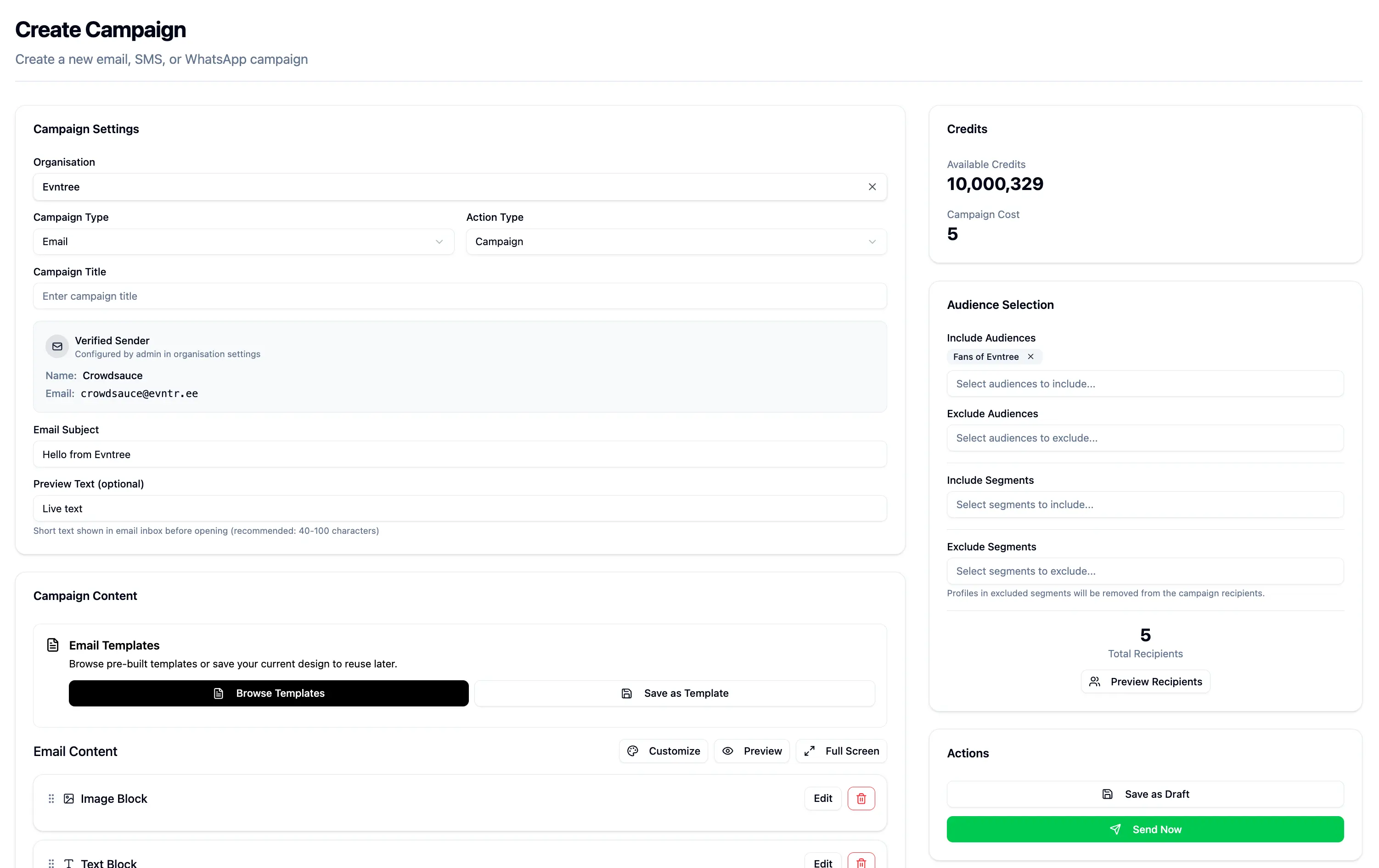 Campaign builder interface